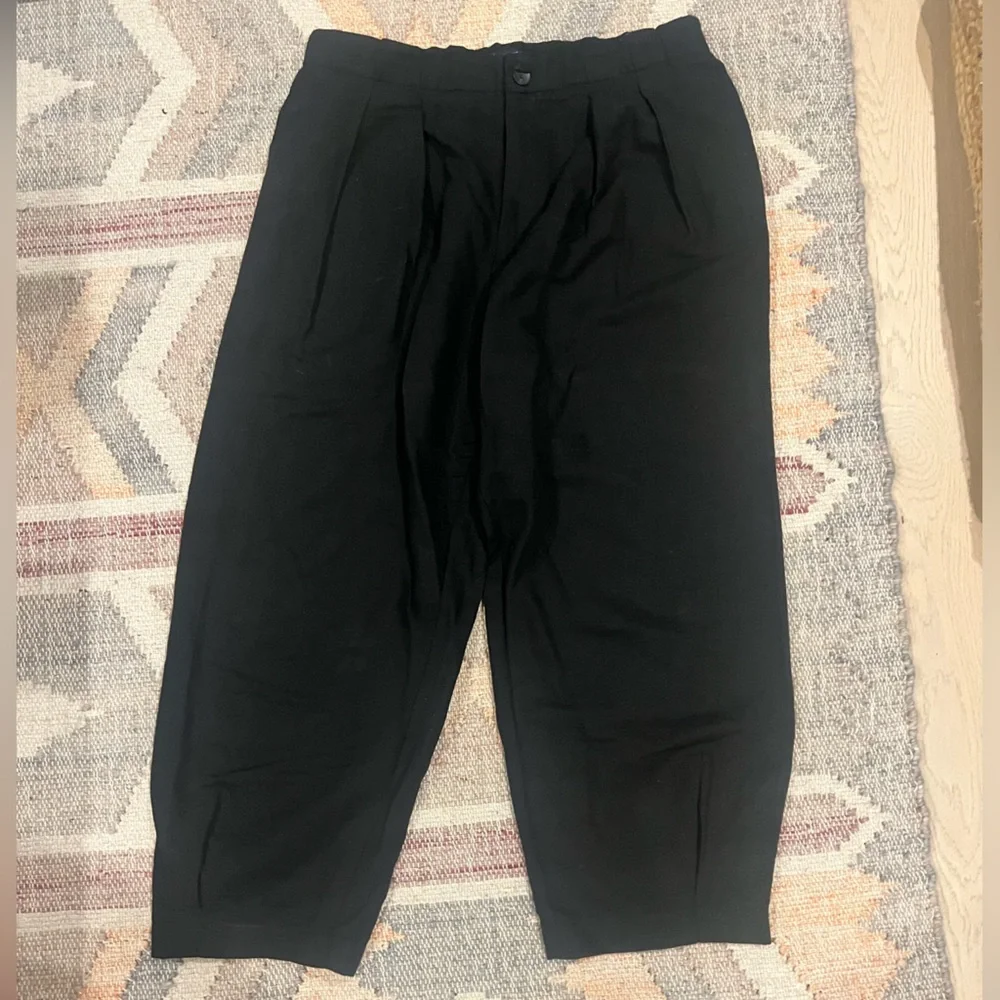 Zara Black Linen Blend Tapered Pants XL